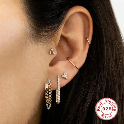 Fashion Geometric Sterling Silver Inlaid Zircon Earrings 1 Piece