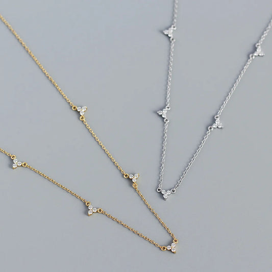 Fashion Geometric Sterling Silver Necklace Plating Metal Zircon 925 Silver Necklaces