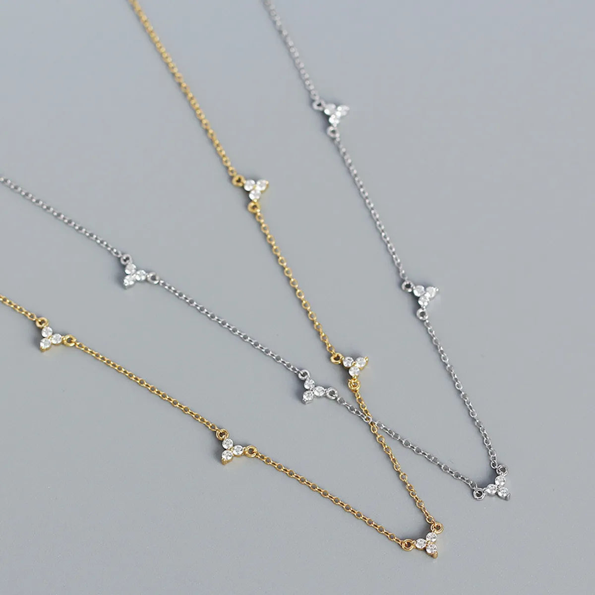 Fashion Geometric Sterling Silver Necklace Plating Metal Zircon 925 Silver Necklaces