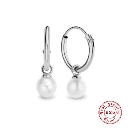 1 Pair Fashion Geometric Sterling Silver Pearl Earrings