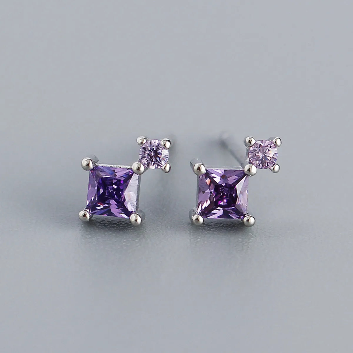 Fashion Geometric Sterling Silver Plating Zircon Ear Studs 1 Pair