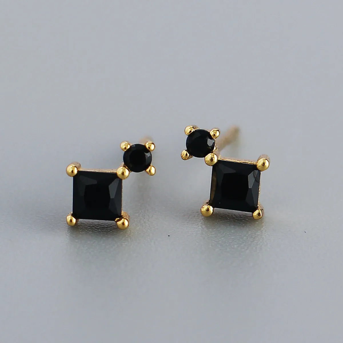 Fashion Geometric Sterling Silver Plating Zircon Ear Studs 1 Pair