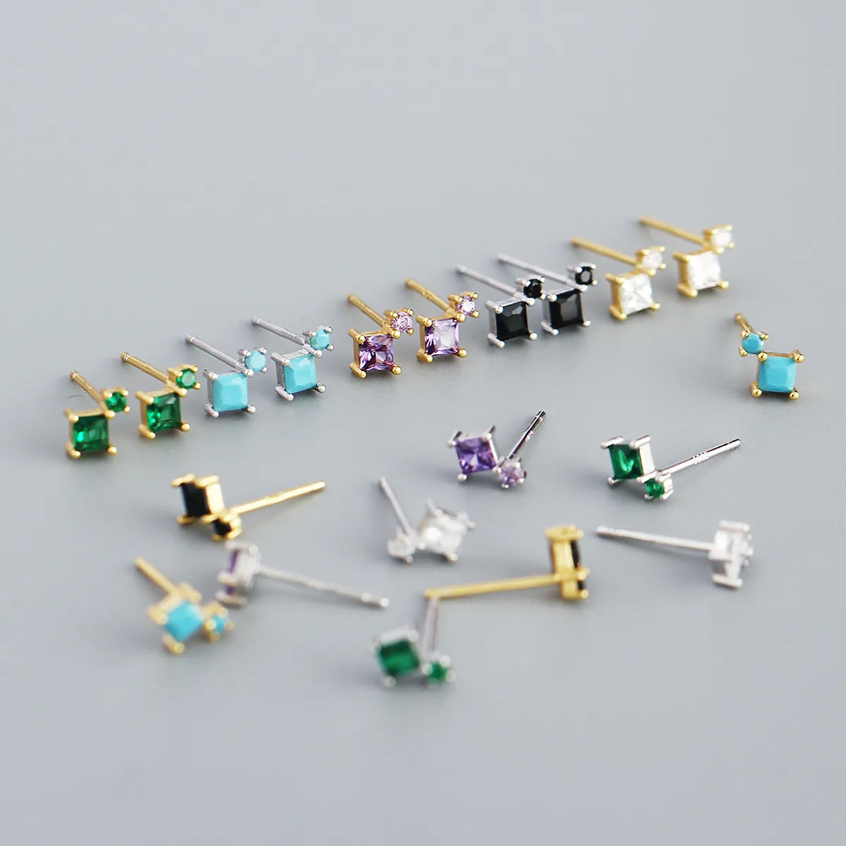 Fashion Geometric Sterling Silver Plating Zircon Ear Studs 1 Pair