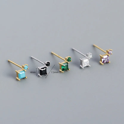 Fashion Geometric Sterling Silver Plating Zircon Ear Studs 1 Pair