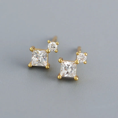 Fashion Geometric Sterling Silver Plating Zircon Ear Studs 1 Pair