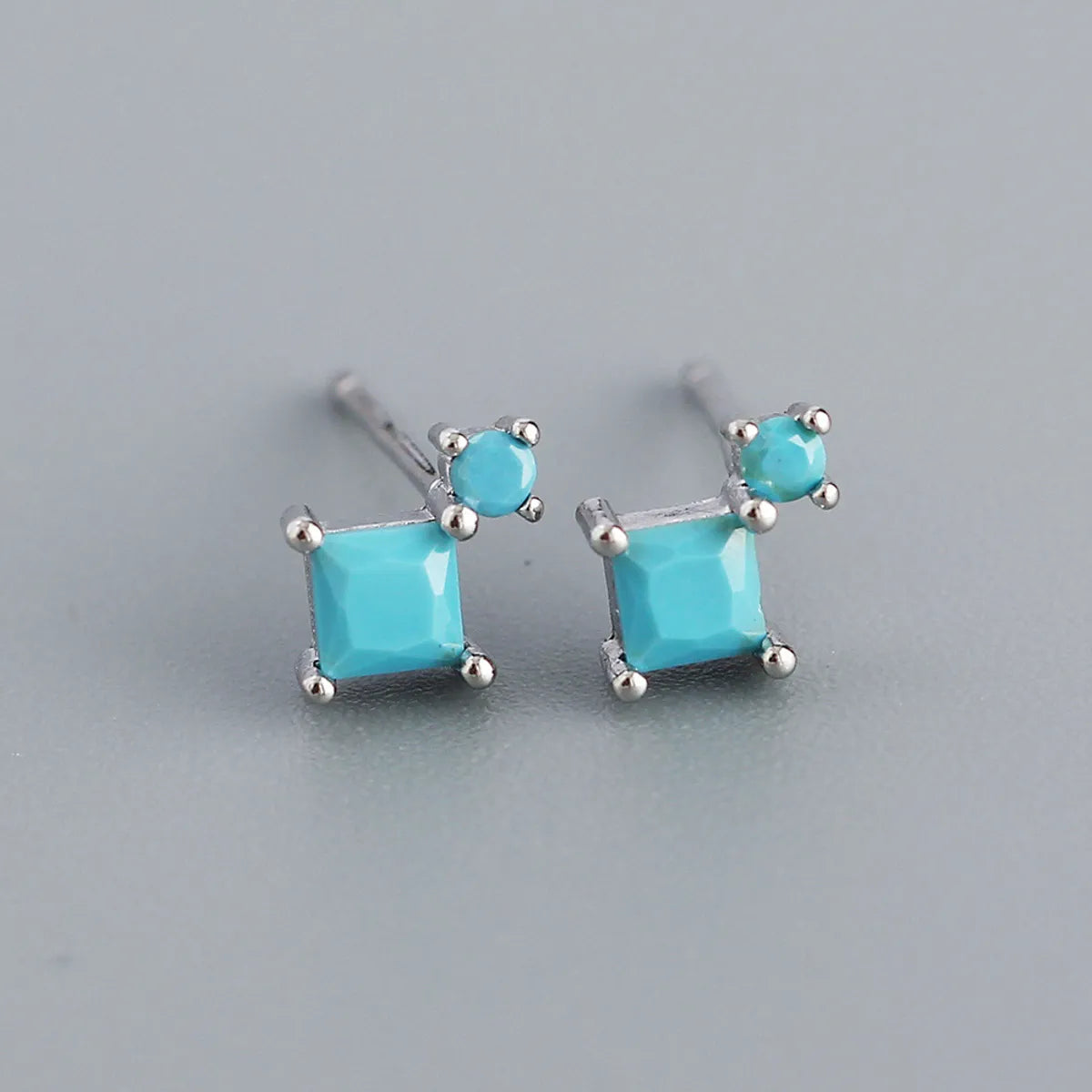 Fashion Geometric Sterling Silver Plating Zircon Ear Studs 1 Pair