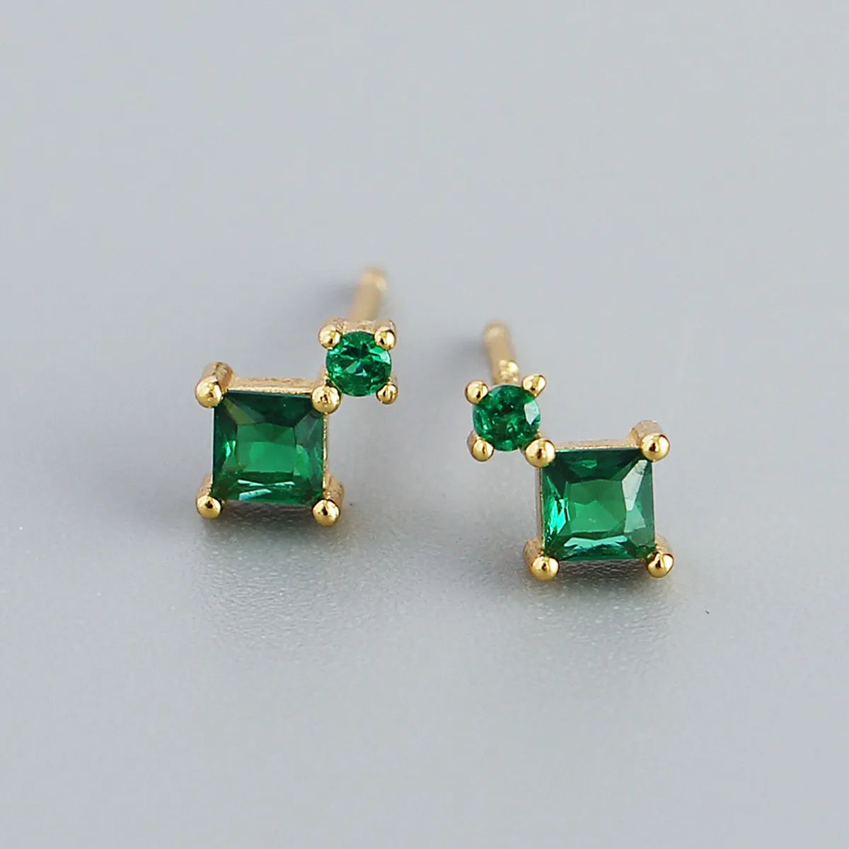 Fashion Geometric Sterling Silver Plating Zircon Ear Studs 1 Pair