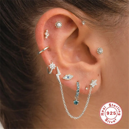 1 Piece Fashion Geometric Plating Sterling Silver Zircon Ear Studs