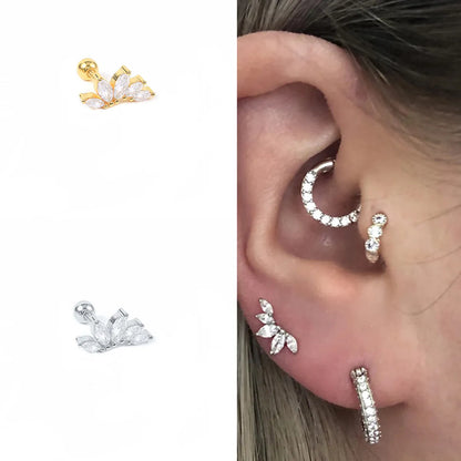 1 Piece Fashion Geometric Plating Sterling Silver Zircon Ear Studs