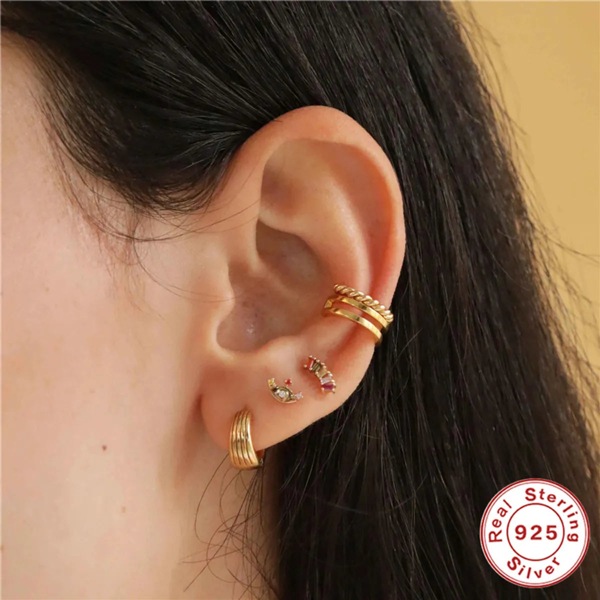 Fashion Geometric Sterling Silver Zircon Ear Studs 1 Piece