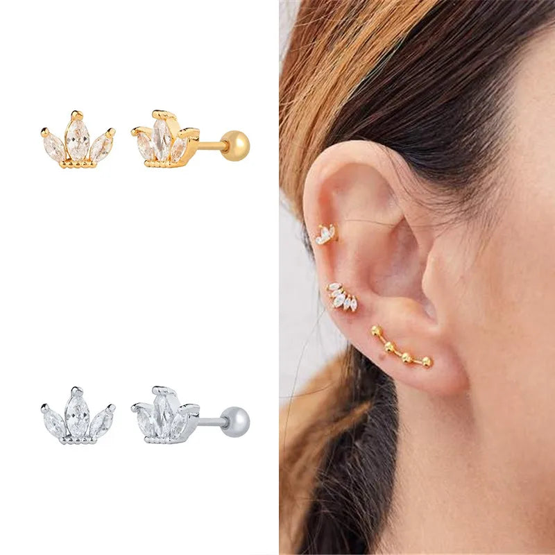 Fashion Geometric Sterling Silver Zircon Ear Studs 1 Piece