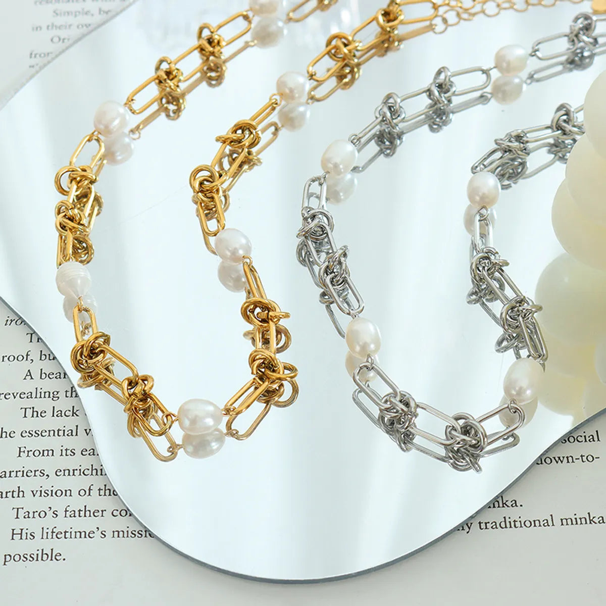 Fashion Geometric Titanium Steel Beaded Bracelets Necklace