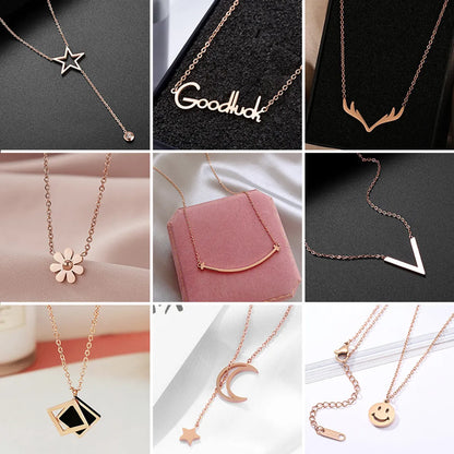 Fashion Geometric Titanium Steel Copper Plating Artificial Diamond Necklace