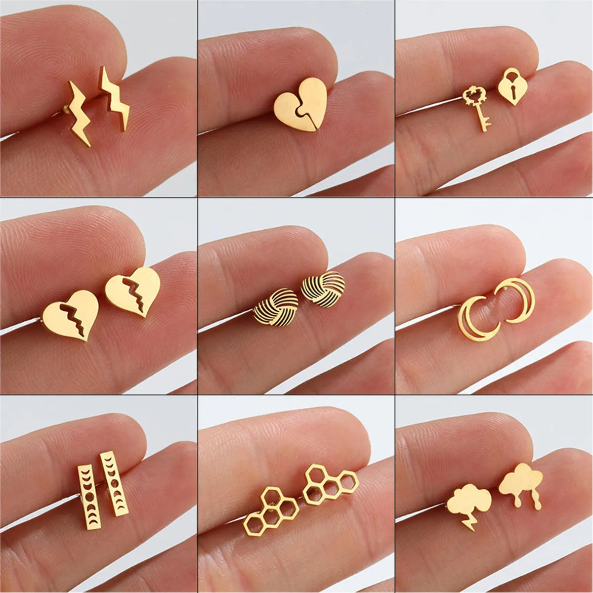 Fashion Geometric Titanium Steel Ear Studs Plating No Inlaid Stainless Steel Earrings