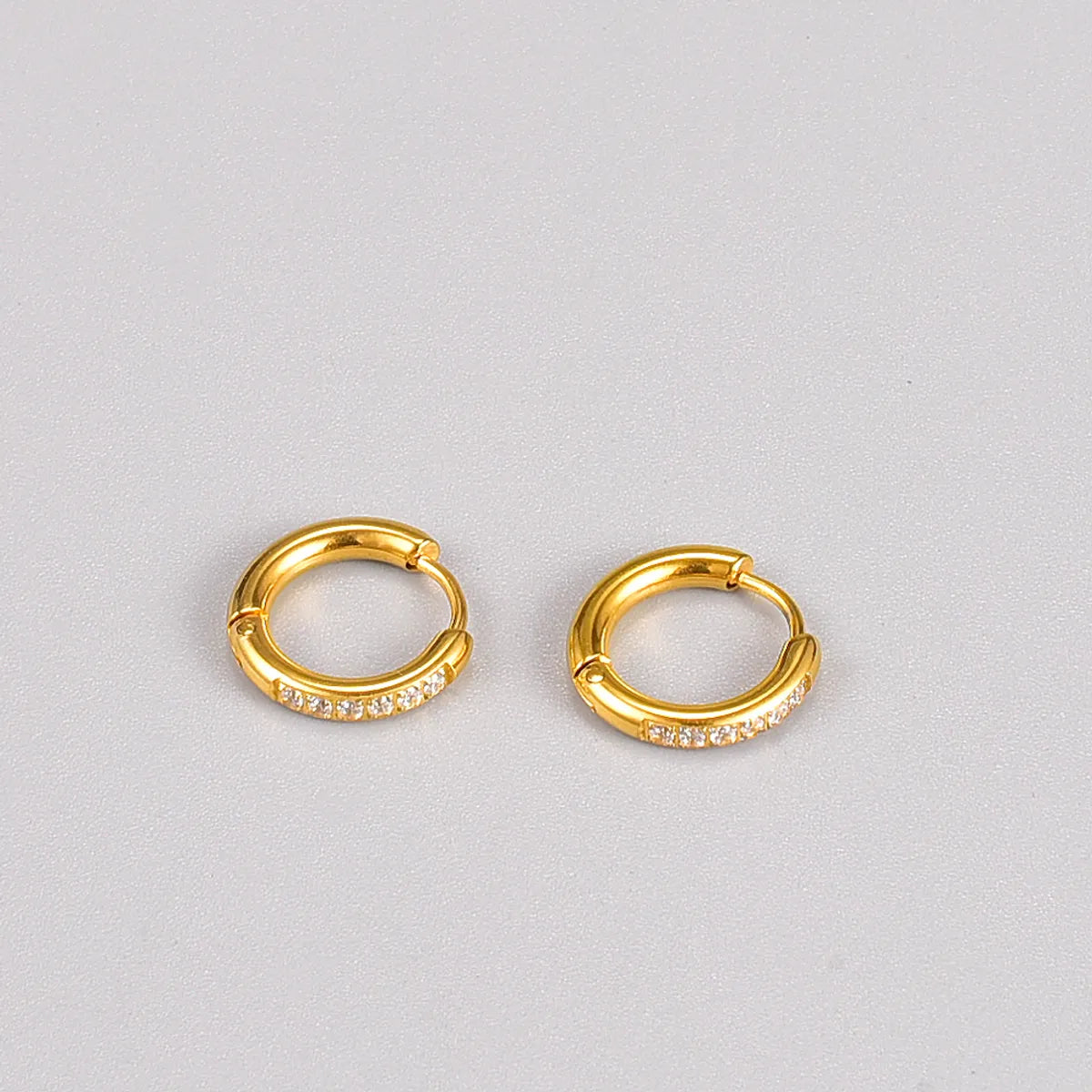 Fashion Geometric Titanium Steel Earrings Gold Plated Artificial Rhinestones Stainless Steel Earrings