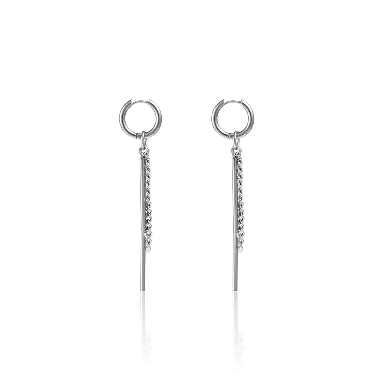 Fashion Geometric Titanium Steel Earrings Tassel Stainless Steel Earrings 1 Piece