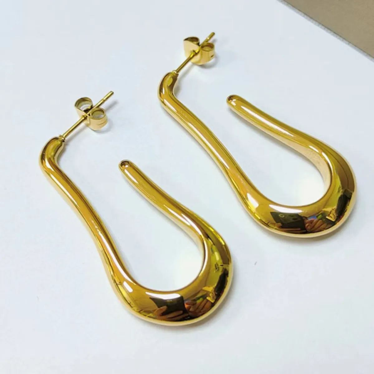 Fashion Geometric Titanium Steel Gold Plated Earrings 1 Pair