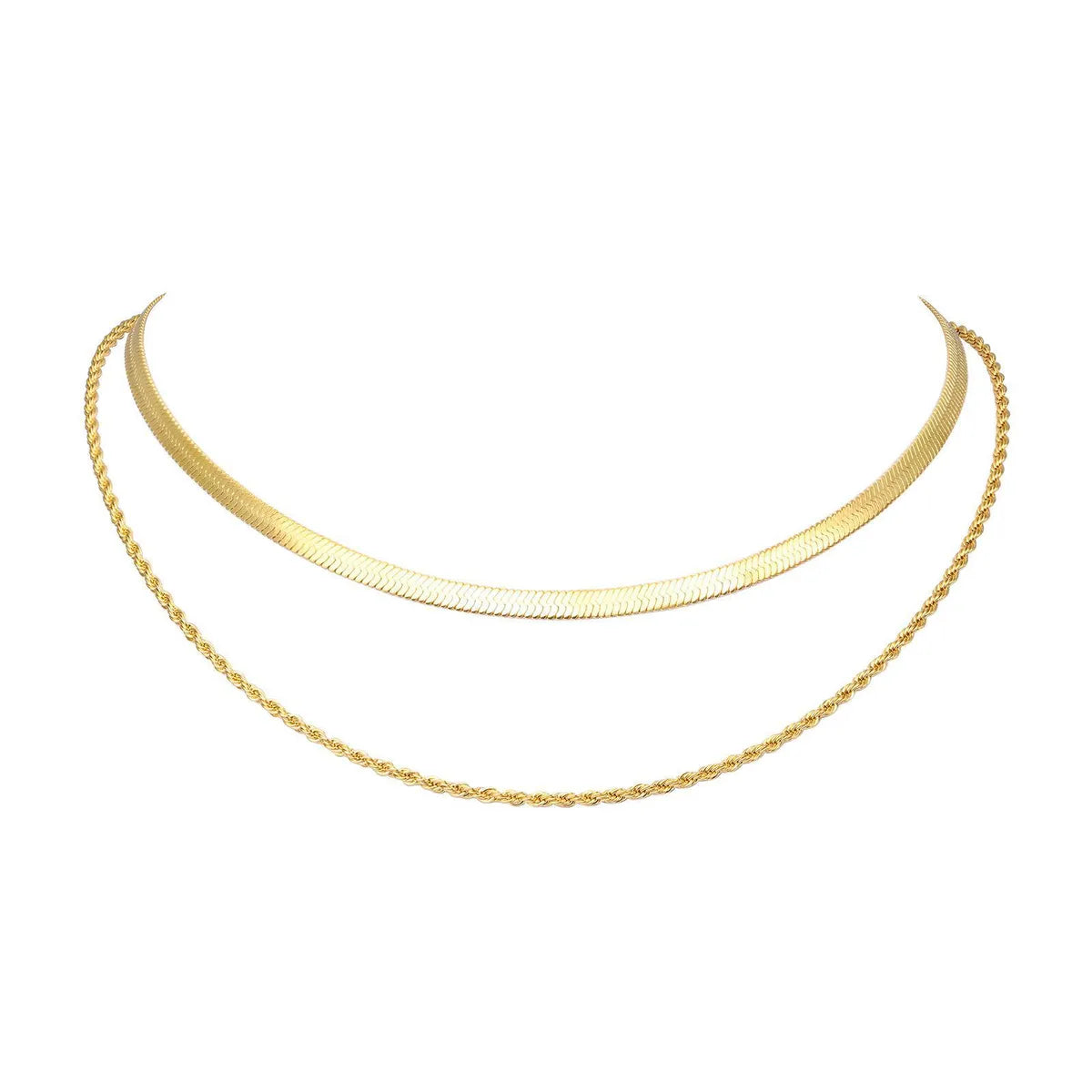 Fashion Geometric Titanium Steel Gold Plated Gold Plated Layered Necklaces