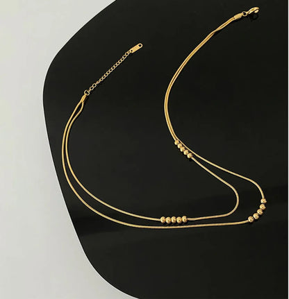 Fashion Geometric Titanium Steel Gold Plated Layered Necklaces