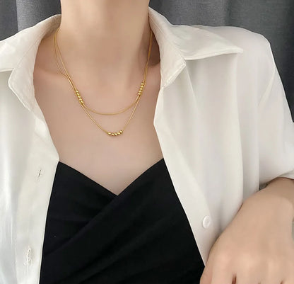 Fashion Geometric Titanium Steel Gold Plated Layered Necklaces