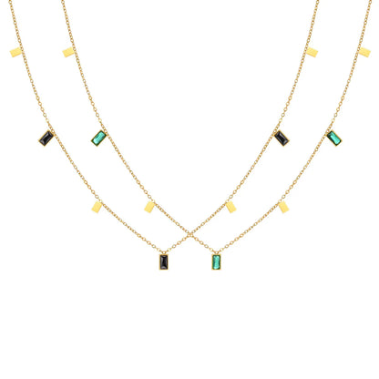 Fashion Geometric Titanium Steel Gold Plated Zircon Gold Plated Necklace