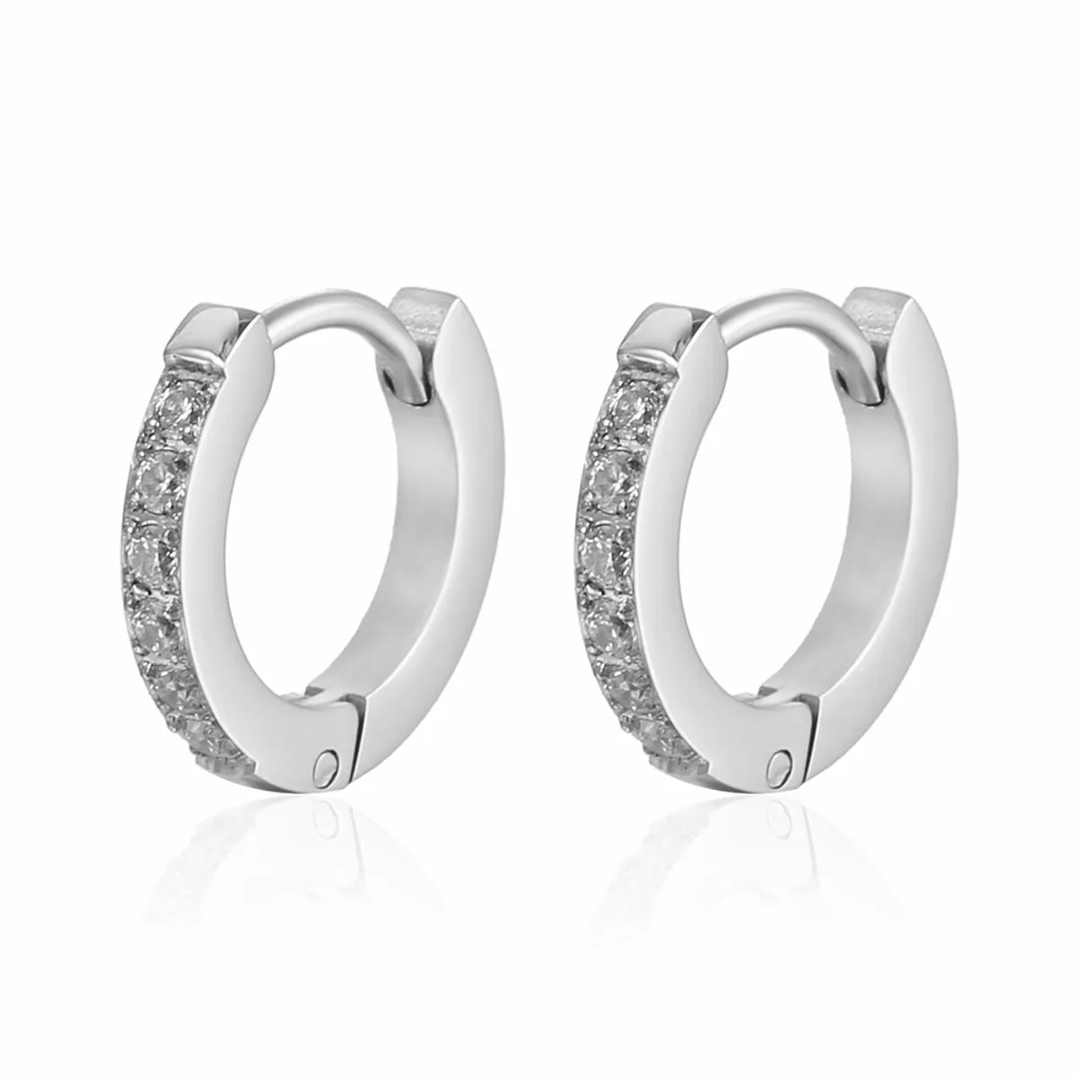 Fashion Geometric Titanium Steel Hoop Earrings Gold Plated Rhinestones Stainless Steel Earrings