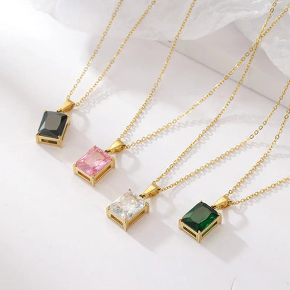 Fashion Geometric Titanium Steel Necklace Inlay Zircon Stainless Steel Necklaces