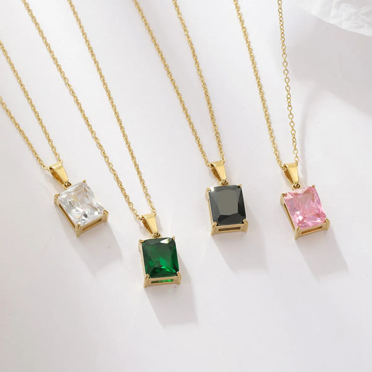 Fashion Geometric Titanium Steel Necklace Inlay Zircon Stainless Steel Necklaces