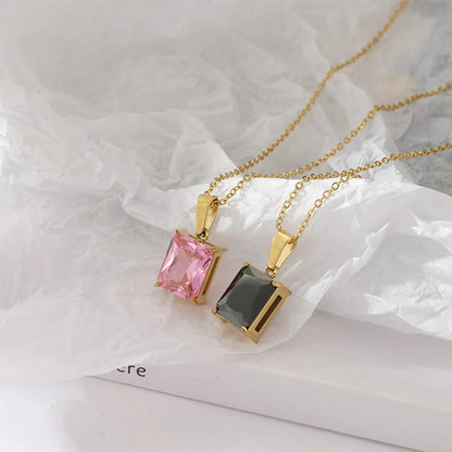 Fashion Geometric Titanium Steel Necklace Inlay Zircon Stainless Steel Necklaces