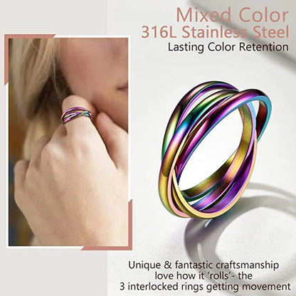 Fashion Geometric Titanium Steel Patchwork Rings 1 Piece