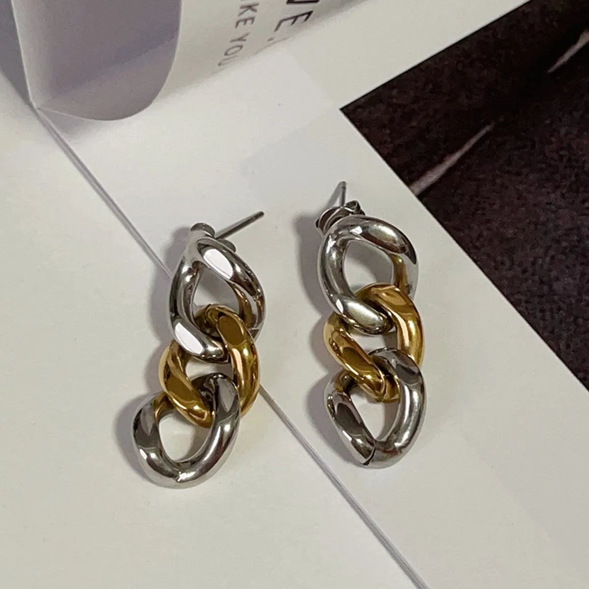 1 Pair Fashion Geometric Plating Titanium Steel Drop Earrings