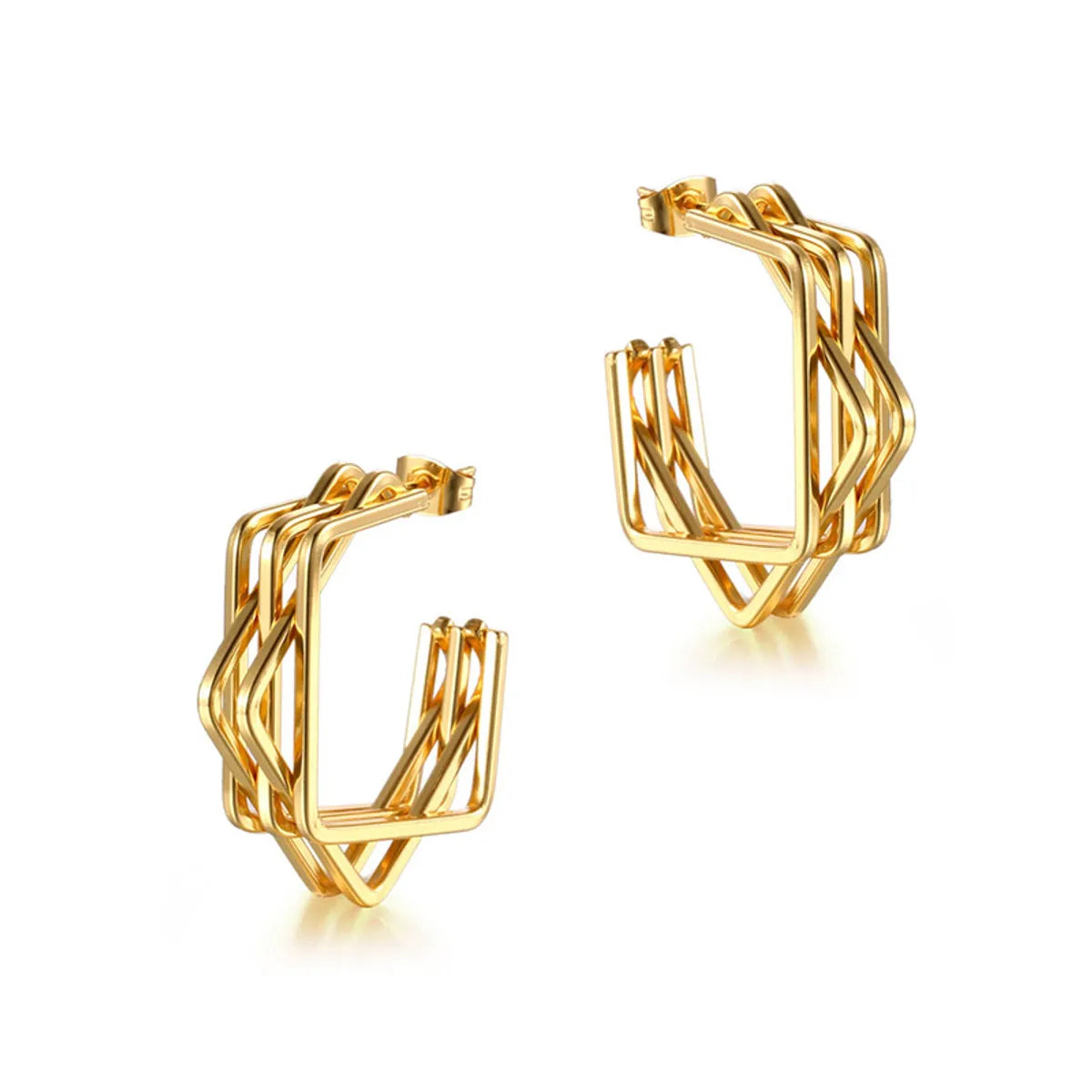 1 Piece Fashion Geometric Plating Titanium Steel Ear Studs