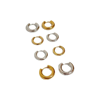 1 Pair Fashion Geometric Polishing Plating Titanium Steel 18K Gold Plated Earrings