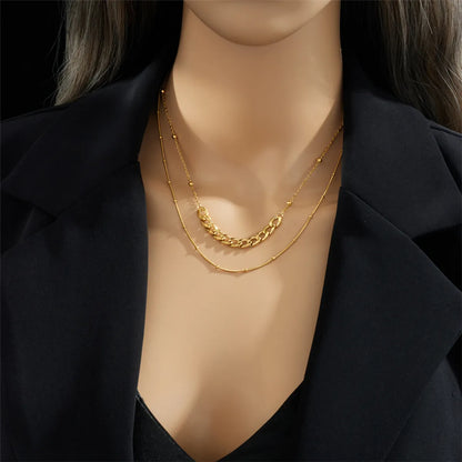 Fashion Geometric Titanium Steel Plating Layered Necklaces