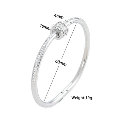 Fashion Geometric Titanium Steel Plating Rhinestones Bangle