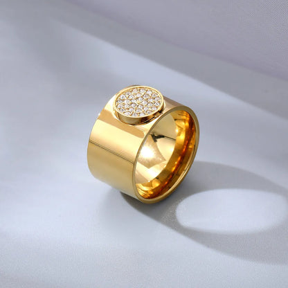 Fashion Geometric Titanium Steel Plating Rhinestones Rings