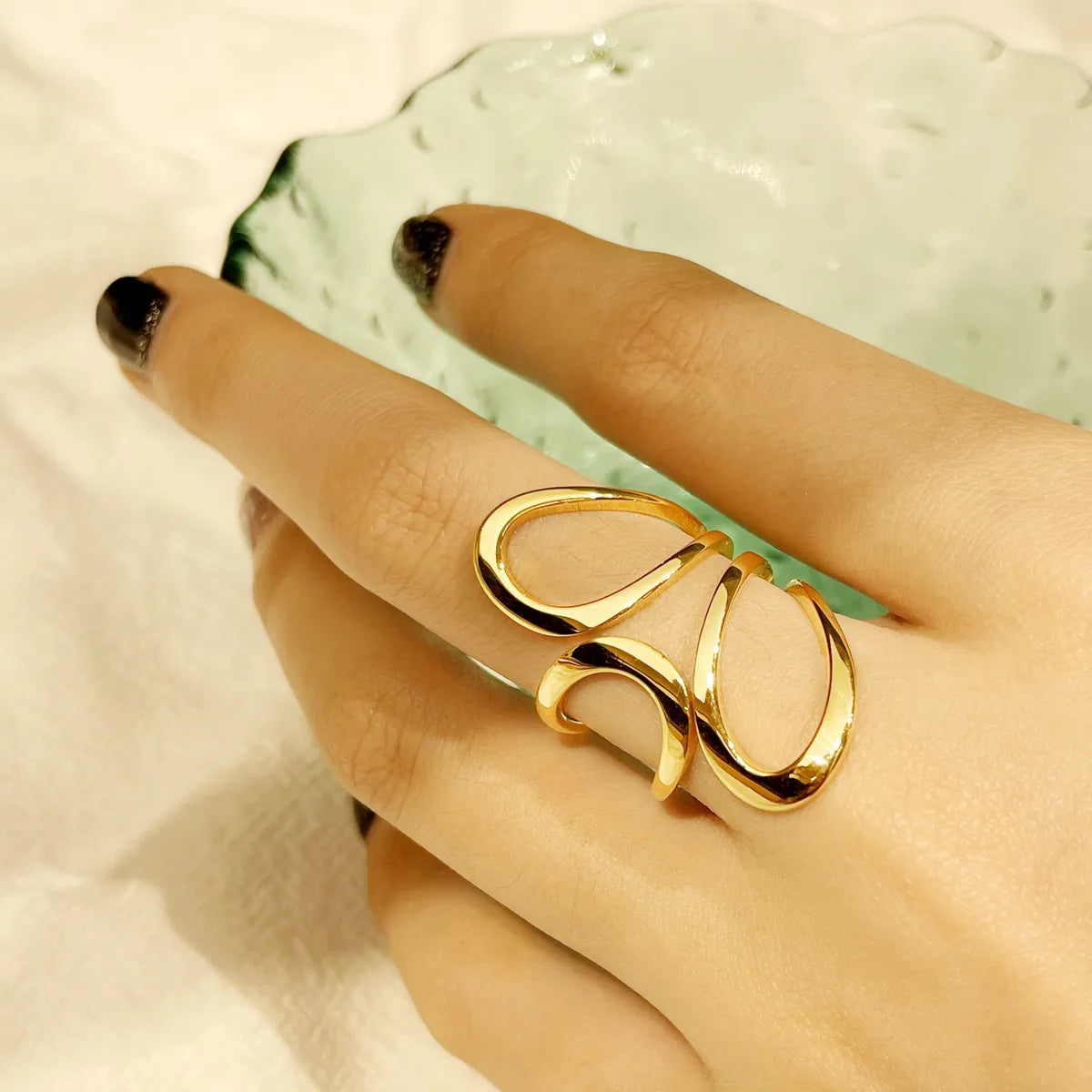 Fashion Geometric Titanium Steel Plating Rings 1 Piece