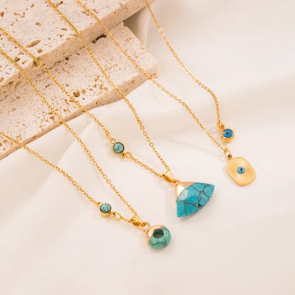 Fashion Geometric Titanium Steel Plating Turquoise Pendant Necklace 1 Piece