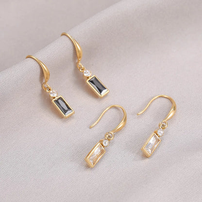 Fashion Geometric Titanium Steel Plating Zircon Earrings 1 Pair