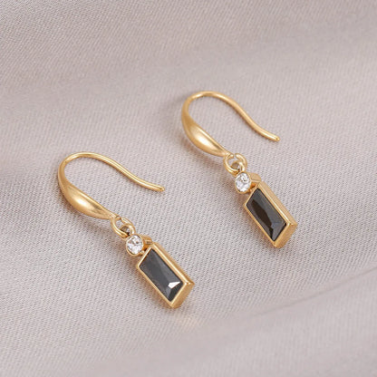 Fashion Geometric Titanium Steel Plating Zircon Earrings 1 Pair