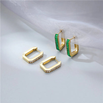 Fashion Geometric Titanium Steel Plating Zircon Earrings 1 Pair