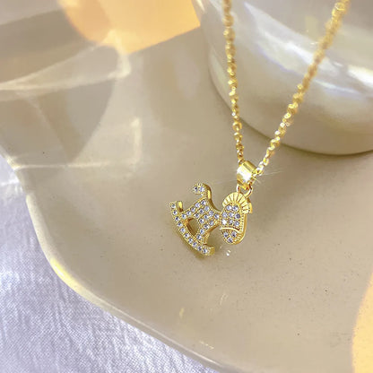 Fashion Geometric Titanium Steel Plating Zircon Necklace