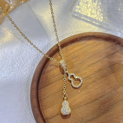 Fashion Geometric Titanium Steel Plating Zircon Necklace