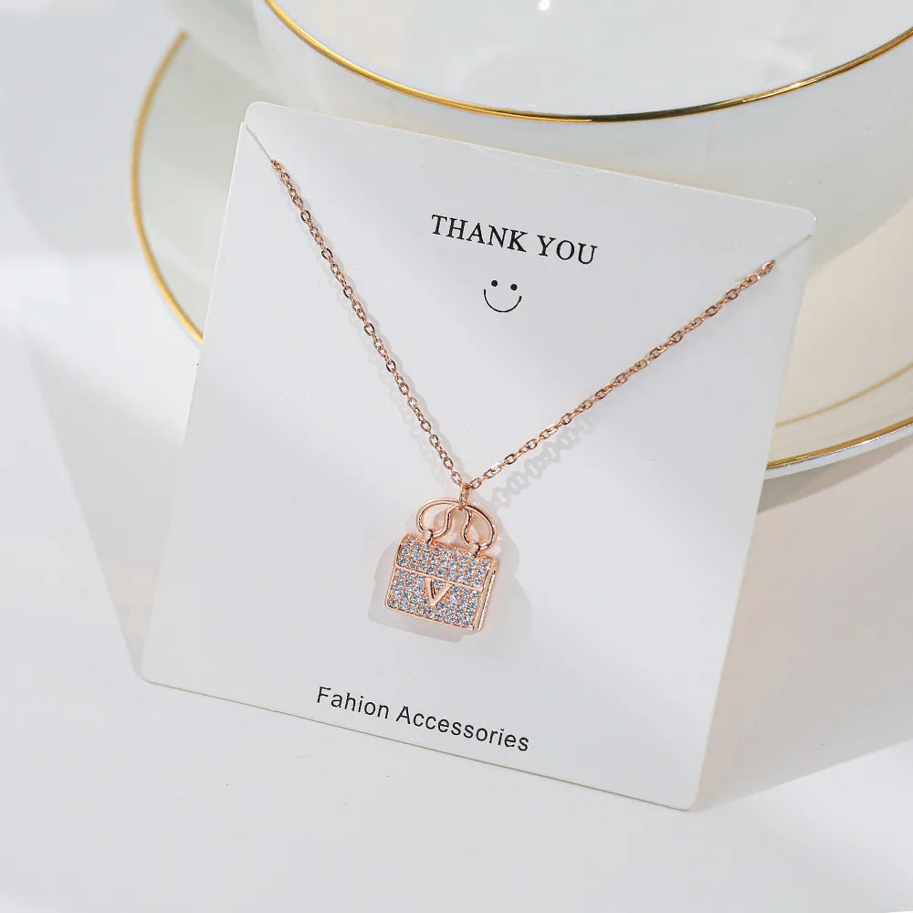 Fashion Geometric Titanium Steel Plating Zircon Necklace