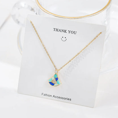 Fashion Geometric Titanium Steel Plating Zircon Necklace