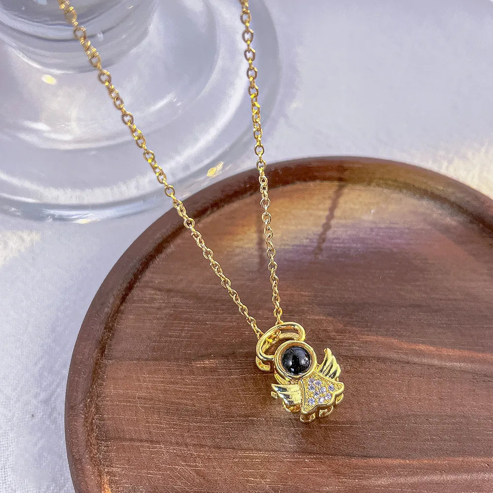 Fashion Geometric Titanium Steel Plating Zircon Necklace