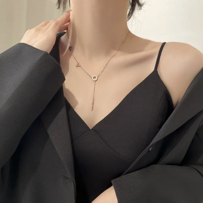 Fashion Geometric Titanium Steel Plating Zircon Necklace