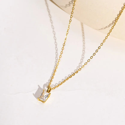 Fashion Geometric Titanium Steel Plating Zircon Pendant Necklace 1 Piece