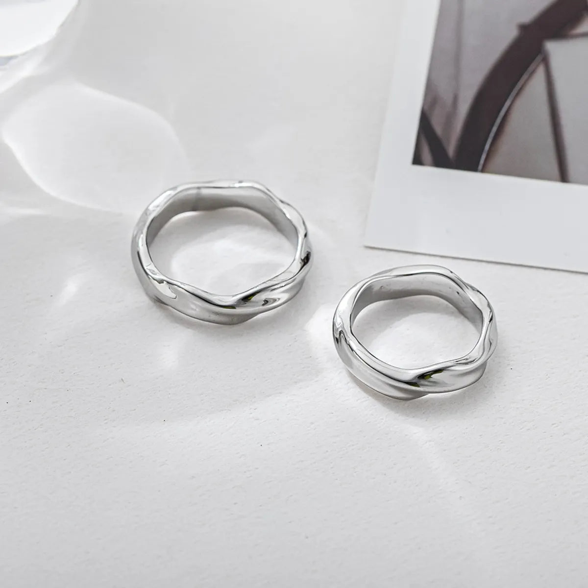 Fashion Geometric Titanium Steel Polishing Rings 1 Piece