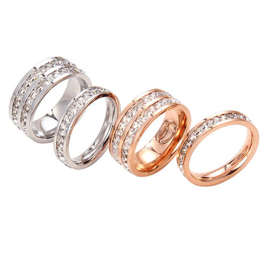 Fashion Geometric Titanium Steel Rhinestones Rings